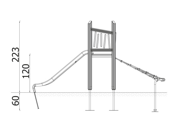 kiipeilyteline, hiekkalaatikko, keinu, liukumäki, jousikeinu, karuselli, novum